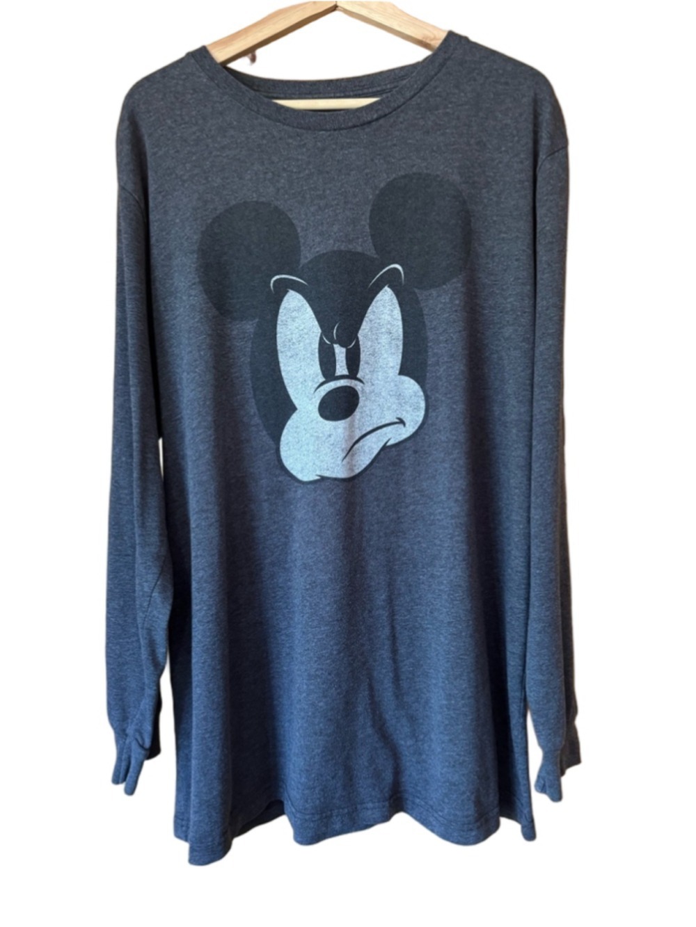 Vintage Disney Grumpy Mickey Mouse Graphic Long Sleeve Tee size 2X